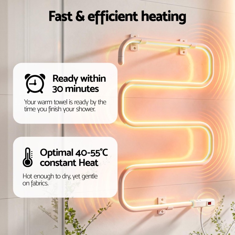 devanti heated towel rail freestanding wall mounted s shape electric warmer rack