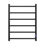 devanti heated towel rail 6 round bars with timer electric heater warmer rack