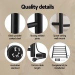 devanti heated towel rail 6 round bars with timer electric heater warmer rack