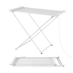 devanti heated towel rail electric clothes airer foldable drying rack 8 bars