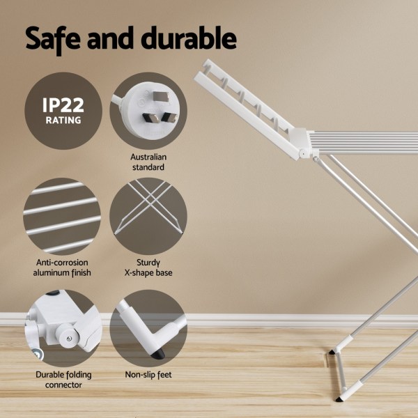 devanti foldable electric heated towel rail rack with 24h timer devanti foldable electric heated towel rail rack with 24h timer