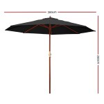 instahut 3m outdoor umbrella pole umbrellas beach garden sun stand patio black