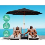 instahut 3m outdoor umbrella pole umbrellas beach garden sun stand patio black