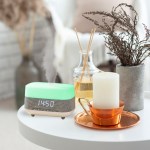 laser ambient diffuser clock radio with bluetooth speaker & light