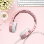 laser wired headphones with 40mm drivers rose gold