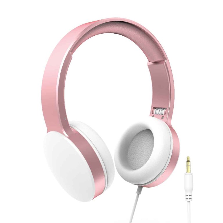laser wired headphones with 40mm drivers rose gold