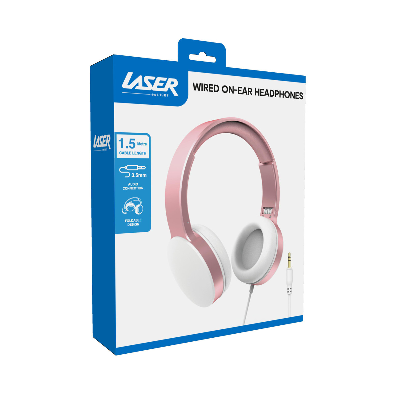 laser wired headphones with 40mm drivers rose gold