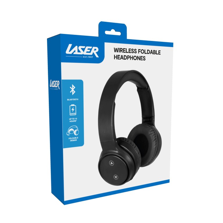 laser foldable bluetooth headphones with mic black