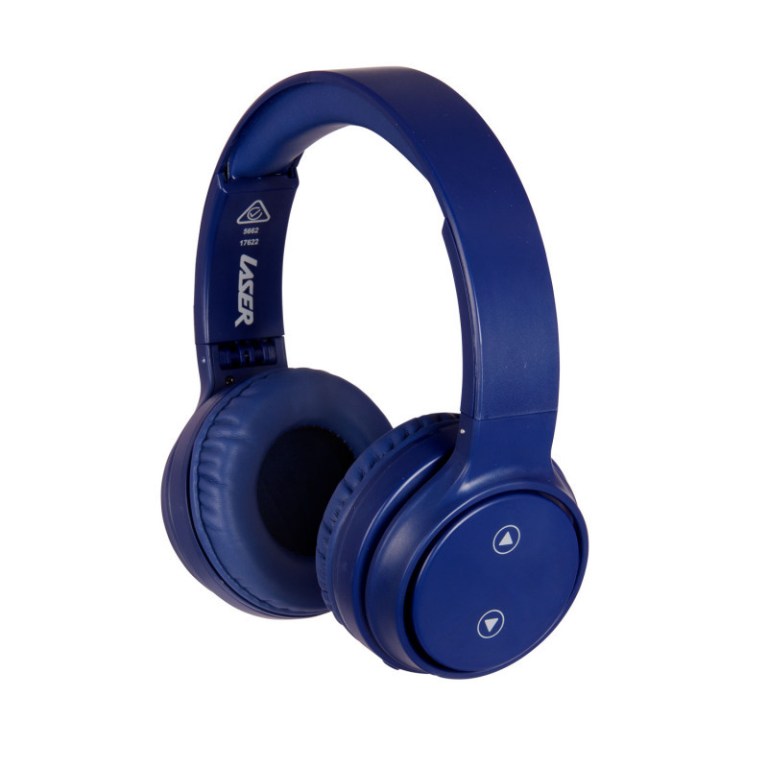 laser foldable bluetooth headphones with mic navy blue