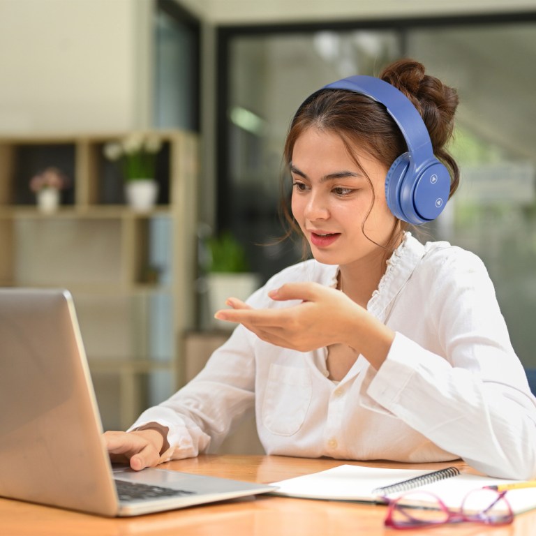 laser foldable bluetooth headphones with mic navy blue