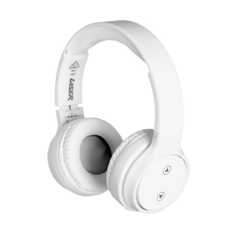 laser foldable bluetooth headphones with mic bright white