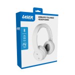 laser foldable bluetooth headphones with mic bright white