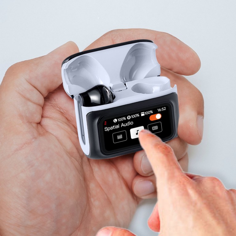 laser tws earbuds anc with touch display black