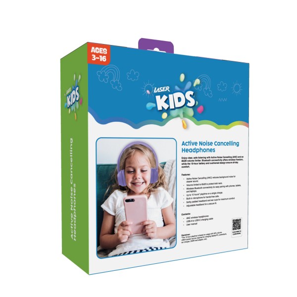 laser volume limited anc kids headphones lilac laser volume limited anc kids headphones lilac