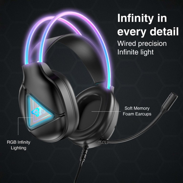 laser rgb infinity wired gaming headphones