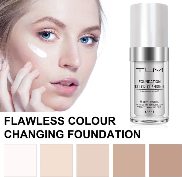 reviglam tlm colour changing liquid foundation hides wrinkles & lines, bb cream makeup base concealer cover moisturizing fluid for all skin tone spf15, pack of 1 reviglam tlm colour changing liquid foundation hides wrinkles & lines, bb cream makeup base concealer cover moisturizing fluid for all skin tone spf15, pack of 1