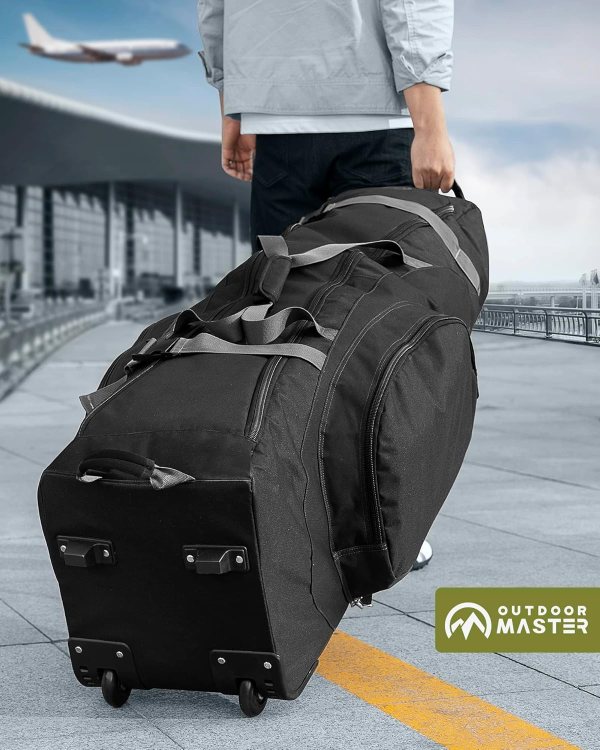 outdoormaster padded golf club travel bag with wheels, 900d heavy duty oxford waterproof alligators black