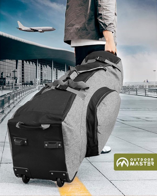 outdoormaster padded golf club travel bag with wheels, 900d heavy duty oxford waterproof alligators gray