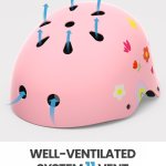 outdoormaster youth & kids bike helmet adjustable multi sports skateboard helmet with removable liners for balance bike, kids scooter, one wheel hoverboard pink flower medium
