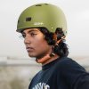 outdoormaster skateboard bike helmet for adults &youth multi sport certified impact resistant with 2 removable liners & ventilation for scooter matte adventure green white small