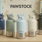 pawstock 3 in 1 insulated dog water bottle with dual bowls – 1l stainless steel travel bottle aqua