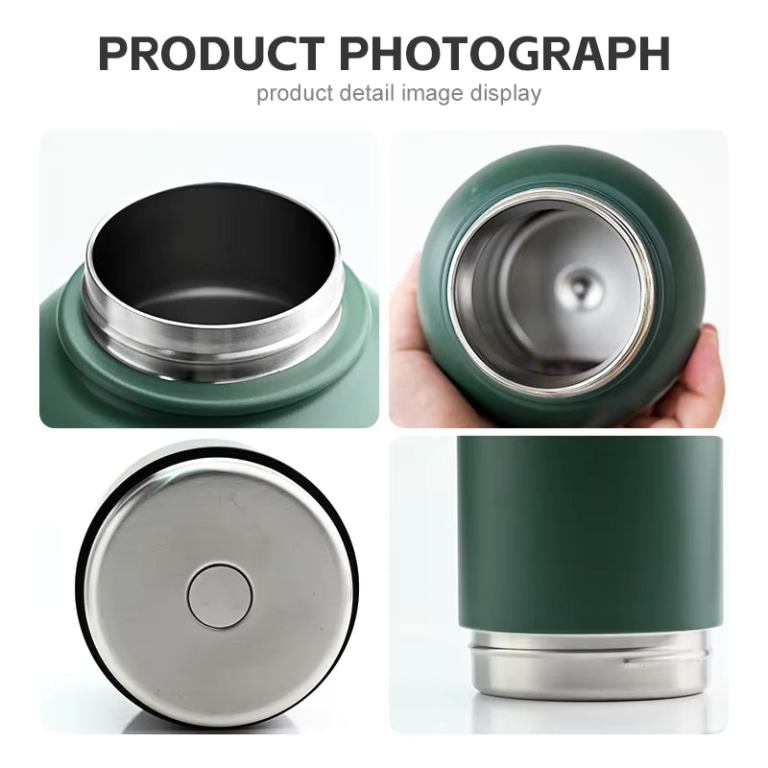 pawstock 3 in 1 insulated dog water bottle with dual bowls – 1l stainless steel travel bottle rainforest green