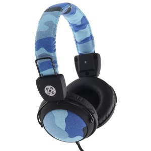 moki camo in line mic blue headphones