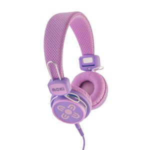 moki kid safe volume limited pink & purple headphones
