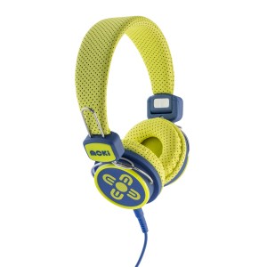 moki kid safe volume limited yellow & blue headphones