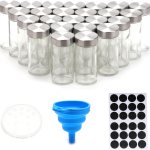 carla home 24 glass spice jars with lids, shaker tops, 180 spice labels, white pen & funnel for kitchen organization, spice rack, seasoning & herb storage carla home 24 glass spice jars with lids, shaker tops, 180 spice labels, white pen & funnel for kitchen organization, spice rack, seasoning & herb storage