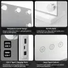led beauty mirror with 14 bulbs, colour settings, usb a and usb c, white, 50 × 42cm led beauty mirror with 14 bulbs, colour settings, usb a and usb c, white, 50 × 42cm