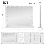 led beauty mirror with 15 bulbs, colour settings, usb a and usb c, white, 58 × 48cm