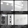 led beauty mirror with 15 bulbs, colour settings, usb a and usb c, white, 58 × 48cm led beauty mirror with 15 bulbs, colour settings, usb a and usb c, white, 58 × 48cm