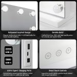 led beauty mirror with 15 bulbs, colour settings, usb a and usb c, white, 58 × 48cm