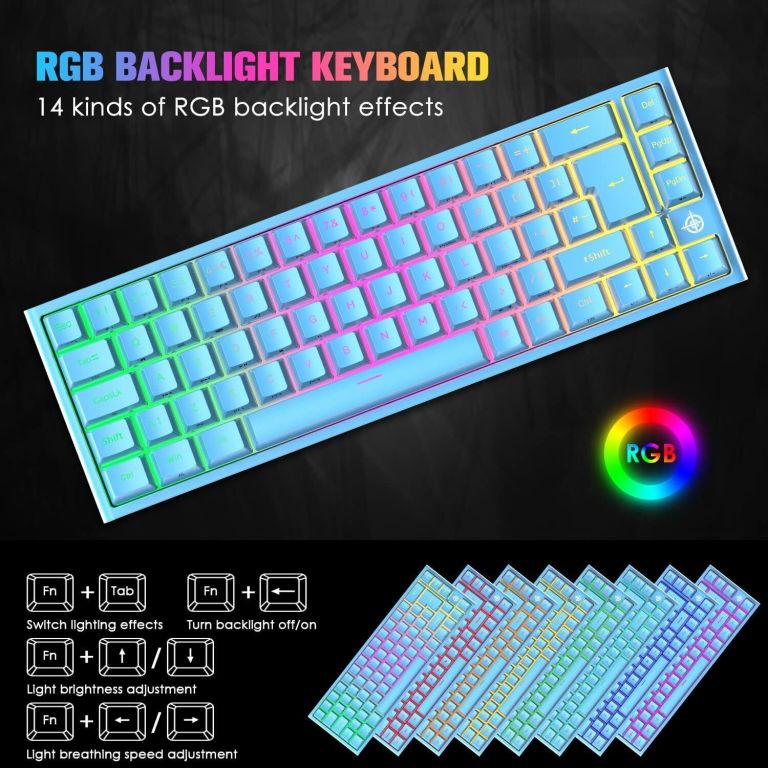 67 keys layout design mechanical gaming keyboard pc ps4 rgb backlight wired usb blue 67 keys layout design mechanical gaming keyboard pc ps4 rgb backlight wired usb blue