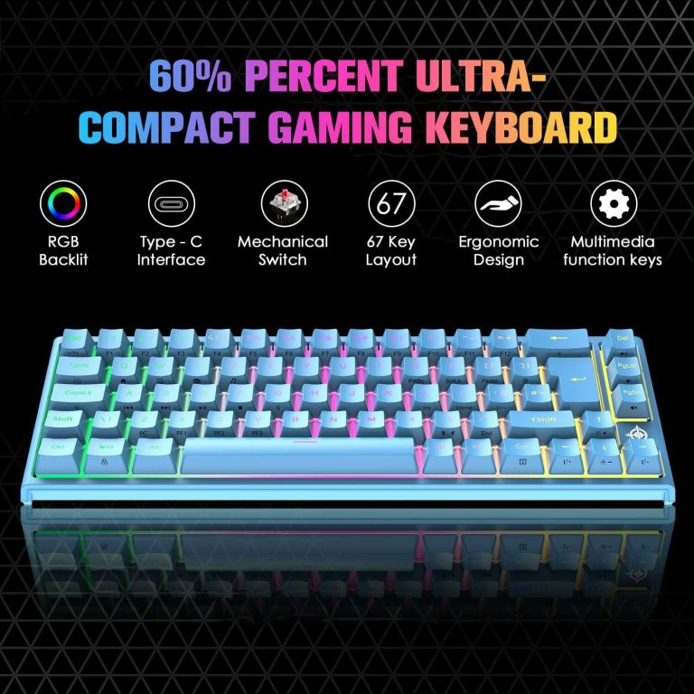 67 keys layout design mechanical gaming keyboard pc ps4 rgb backlight wired usb blue 67 keys layout design mechanical gaming keyboard pc ps4 rgb backlight wired usb blue