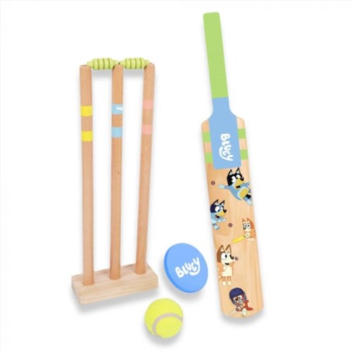 Bluey children’s wooden cricket set with bat and balls