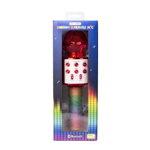 Rainbow karaoke microphone in retail packaging