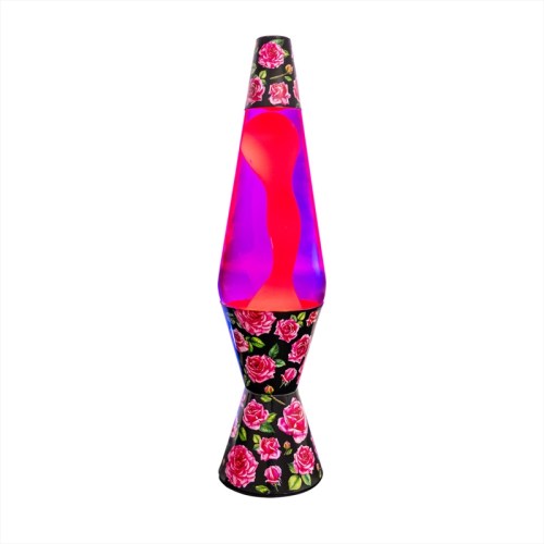 Floral lava lamp with pink and purple glow