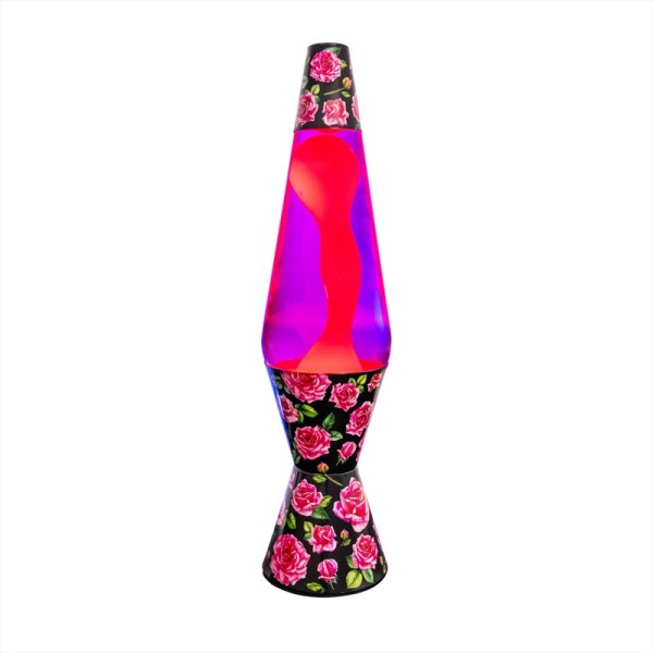 Floral lava lamp with pink and purple glow
