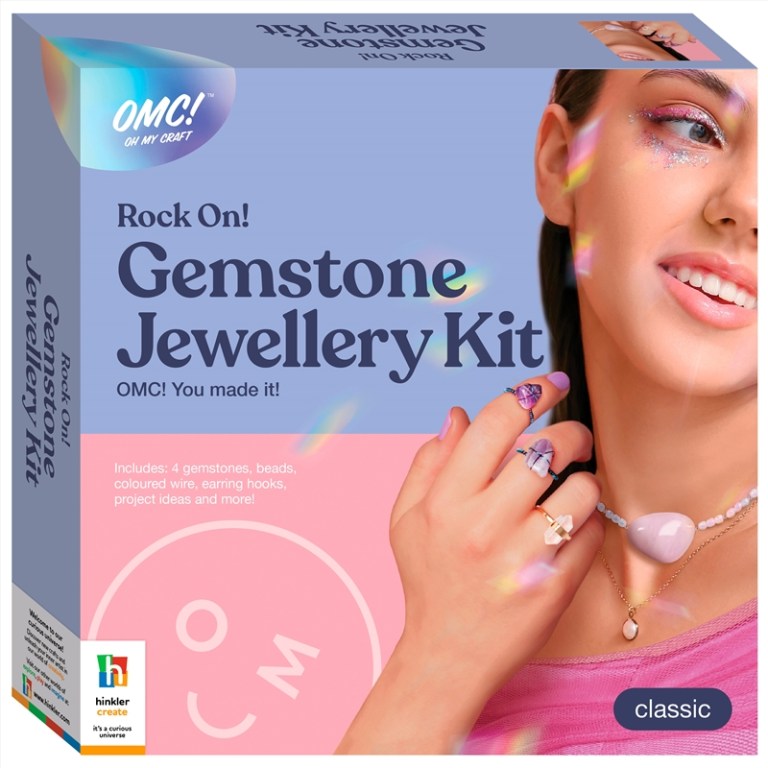 Gemstone Jewellery Kit box with model wearing jewellery
