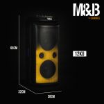 m&b portable splash proof 120w bluetooth party speaker with karaoke microphone, ipx4, tws pairing, multi input, lithium battery, rgb, usb charging