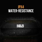 m&b portable splash proof 120w bluetooth party speaker with karaoke microphone, ipx4, tws pairing, multi input, lithium battery, rgb, usb charging
