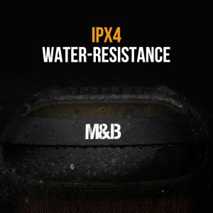 m&b portable splash proof 120w bluetooth party speaker with karaoke microphone, ipx4, tws pairing, multi input, lithium battery, rgb, usb charging m&b portable splash proof 120w bluetooth party speaker with karaoke microphone, ipx4, tws pairing, multi input, lithium battery, rgb, usb charging