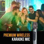m&b portable splash proof 120w bluetooth party speaker with karaoke microphone, ipx4, tws pairing, multi input, lithium battery, rgb, usb charging