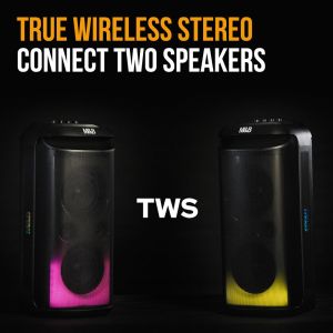 m&b portable splash proof 120w bluetooth party speaker with karaoke microphone, ipx4, tws pairing, multi input, lithium battery, rgb, usb charging m&b portable splash proof 120w bluetooth party speaker with karaoke microphone, ipx4, tws pairing, multi input, lithium battery, rgb, usb charging