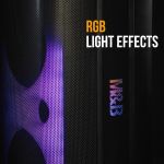 m&b portable splash proof 120w bluetooth party speaker with karaoke microphone, ipx4, tws pairing, multi input, lithium battery, rgb, usb charging