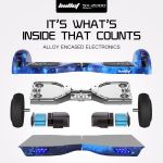 bullet sx 2000 hoverboard scooter, 500w brushless, superior self balancing system, ul certified, led lights, blue galaxy