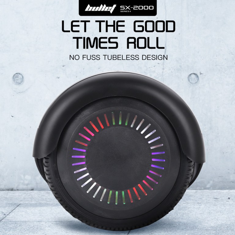bullet sx 2000 hoverboard scooter, 500w brushless, ul certified, au compliant, superior self balancing system, led lights, black