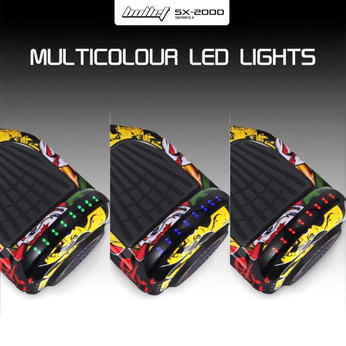 bullet sx 2000 hoverboard scooter, 500w brushless, ul certified, au compliant, superior self balancing system, led lights, hip hop design bullet sx 2000 hoverboard scooter, 500w brushless, ul certified, au compliant, superior self balancing system, led lights, hip hop design